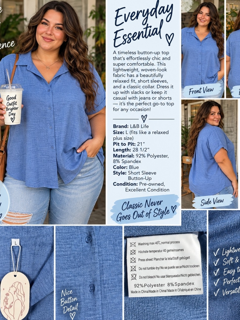 P149 💙 Timeless & True Blue Button-Up 💙